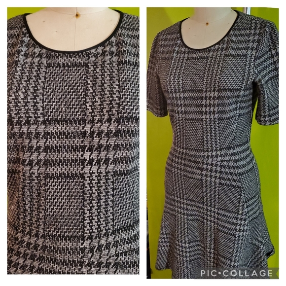 Theory Gray Glen Plaid Nikay Stretch Fit and Flare Dress - Picture 2 of 12